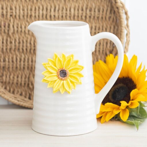 Hello Sunshine Ceramic Flower Jug with 3D Sunflower - Image 5