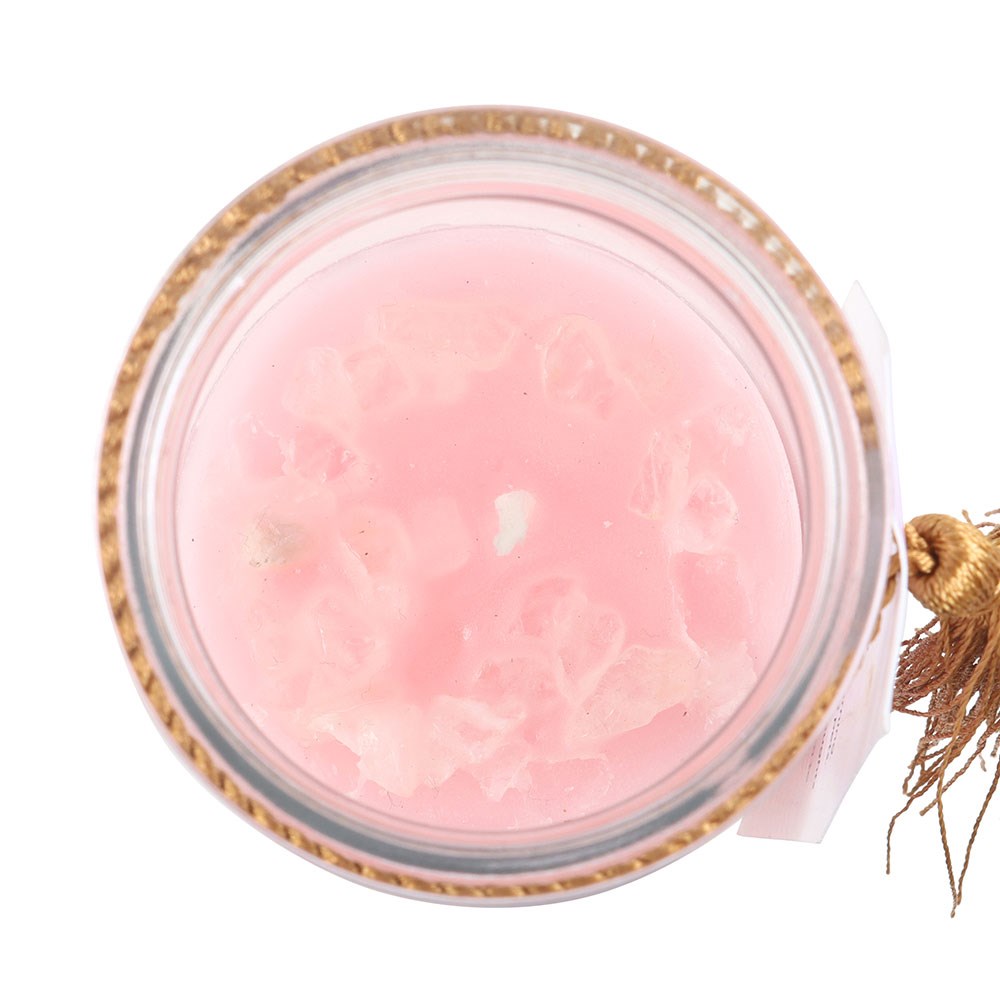 Mystic Rose Tube Candle with Rose Quartz Crystals - Image 2
