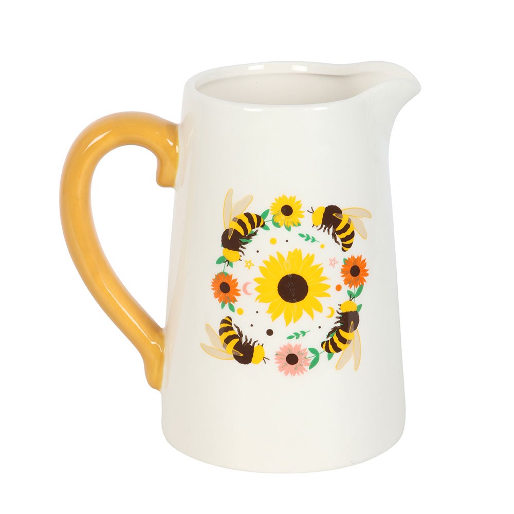 Summer Bee and Sunflower Ceramic Flower Jug - Image 2