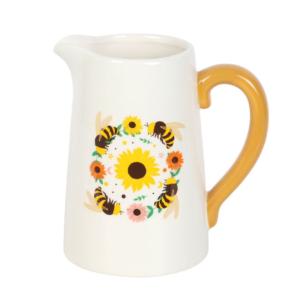 Summer Bee and Sunflower Ceramic Flower Jug - Image 2