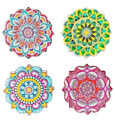 Embossed Ceramic Coasters Set 4