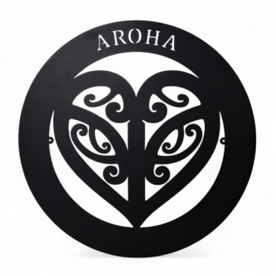 Round Aroha Metal Wall Art Black