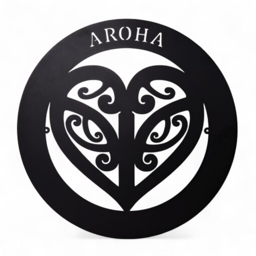 Round Aroha Metal Wall Art Black
