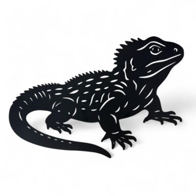 NZ Tuatara Metal Wall Art Black