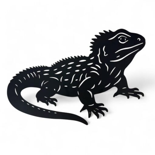 NZ Tuatara Metal Wall Art Black