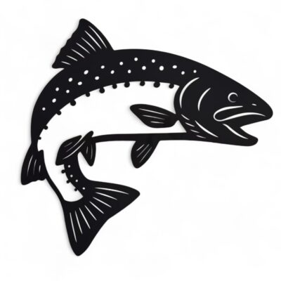 NZ Trout Metal Wall Art Black