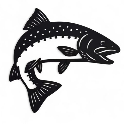 NZ Trout Metal Wall Art Black