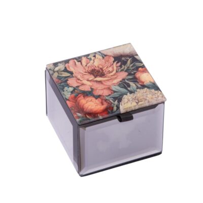 Red Flowers Bling Mini Trinket Box