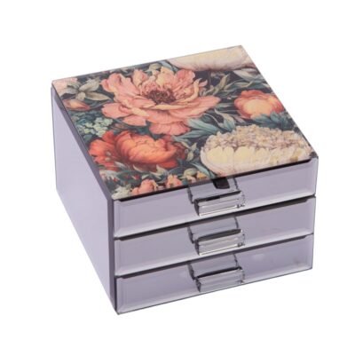 Red Flowers Jewellery Box with 2 Drawers