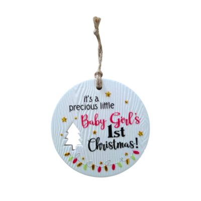 BABY 1st Christmas Pink Christmas Wishes Plaque
