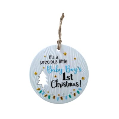 BABY 1st Christmas Blue Christmas Wishes Plaque