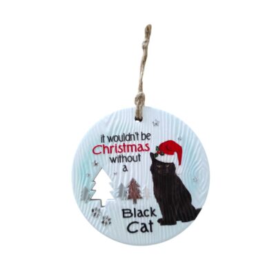 Black Cat Christmas Wishes Plaque