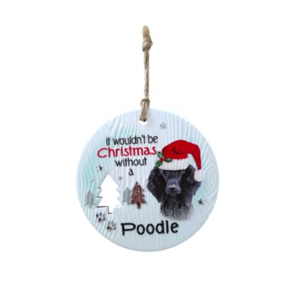 Black Poodle Christmas Wishes Plaque