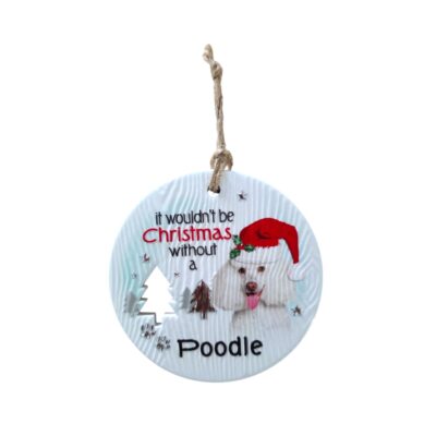 White Poodle Christmas Wishes Plaque