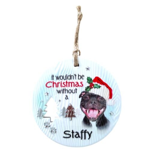 Staffy Christmas Wishes Plaque