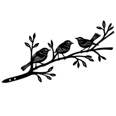 Birds on a Branch Metal Wall Art Black