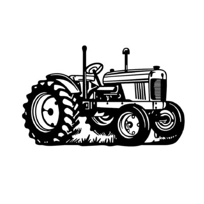 Classic Tractor Metal Wall Art Black