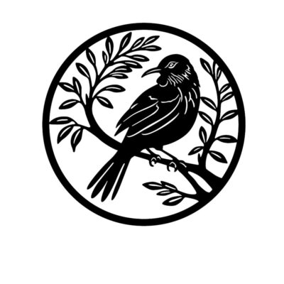 Tui On Branch Metal Wall Art Black