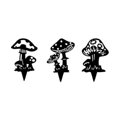 Set of 3 Mushroom Stakes Black