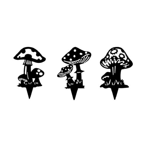 Set of 3 Mushroom Stakes Black