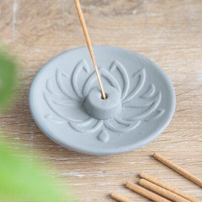 Grey Lotus Terracotta Incense Plate CLEARANCE
