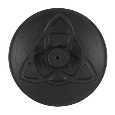 Black Triquetra Terracotta Incense Plate CLEARANCE