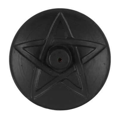 Black Pentagram Terracotta Incense Plate CLEARANCE