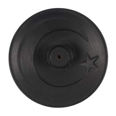 Black Crescent Moon Terracotta Incense Plate CLEARANCE