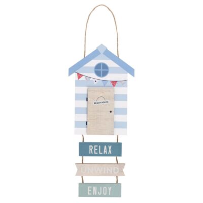 Relax Unwind Enjoy Beach Hut Hanging MDF Sign CLEARANCE