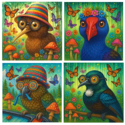 Kiwiana Ceramic Coasters Set 4