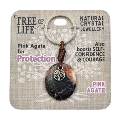 Protection Pink Agate Keyring