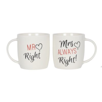 Mr & Mrs Mugs Ceramic Couples Mug Set