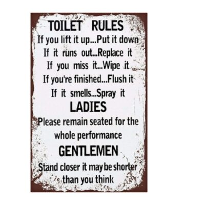 Toilet Rules Metal Wall Art