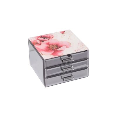 Peony Flowers Jewellery Box with 2 Drawers