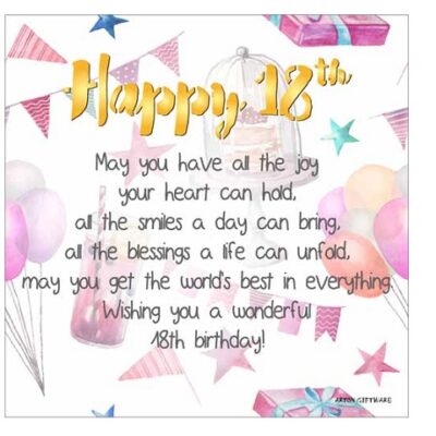 Happy 18th Enlightened Wishes LED Block