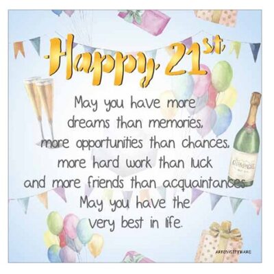 Happy 21st Enlightened Wishes LED Block